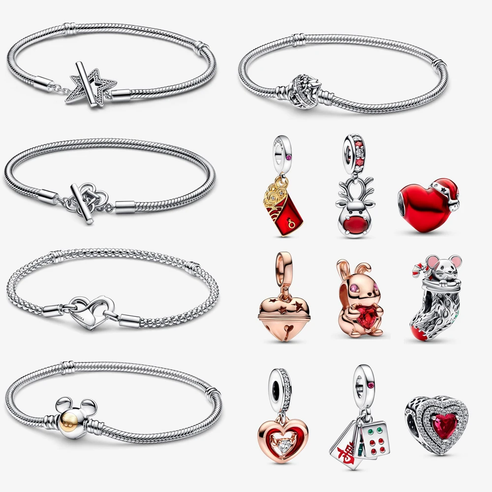 

2023 New Product Charm Pandora Original logo Charm Bracelet 925 percent sterling silver DIY ladies classic Gift