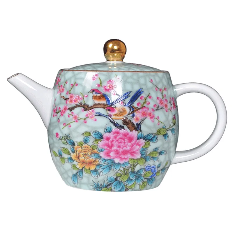 

Porcelain Art Bird teapot Authentic Jingdezhen Exquisite Enamel Color Teapot handmade ceramics Teaware Tea set 280ml