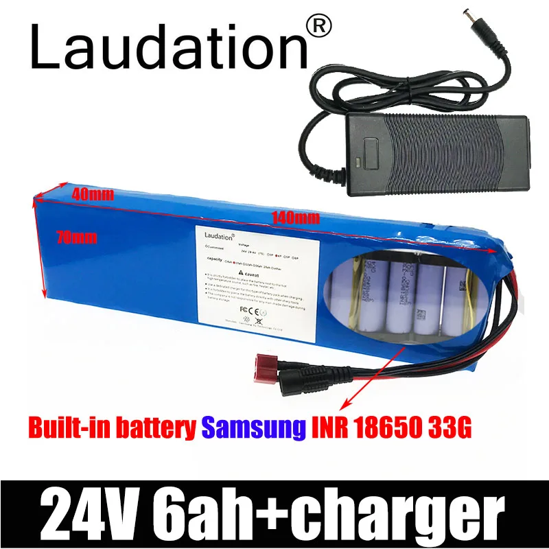 

Laudation 24V 6ah Lithium Battery Pack, Built-in 15 A BMS, Suitable For Electric Bicycles And Scooters With Power Less Than 350W