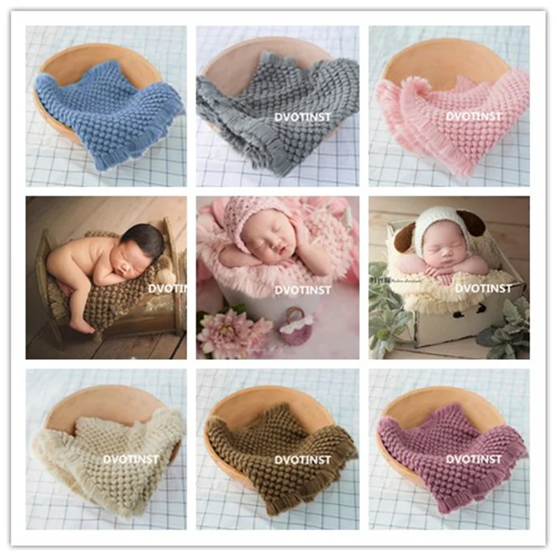 Dvotinst Neborn Photography Props for Baby Knit Soft Background Blanket Fotografia Infant Studio Accessories Shoots Photo Props