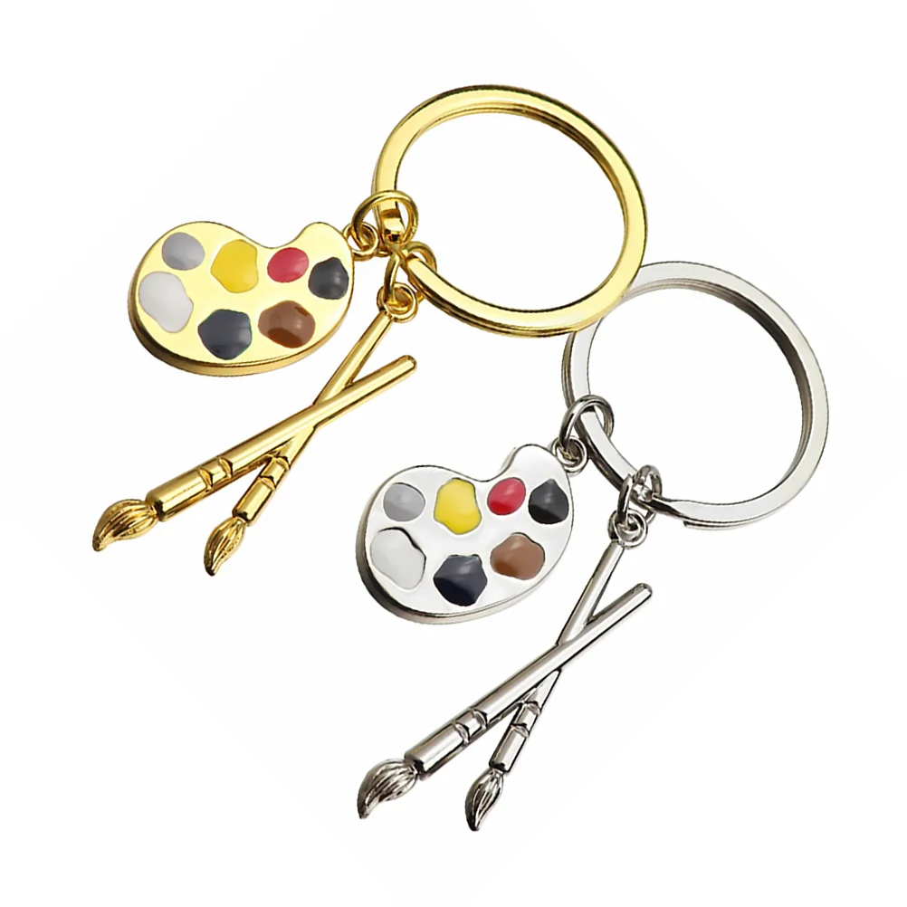 

2Pcs Artist Keychain Artist Student Grauduation Keyring Artists Jewelry Gift for Artists Students ( Golden, Silver )