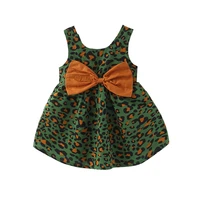 summer outfit toddler girl dresses 100 rayon fashion leopard cute bow baby kids princess dress newborn clothes
