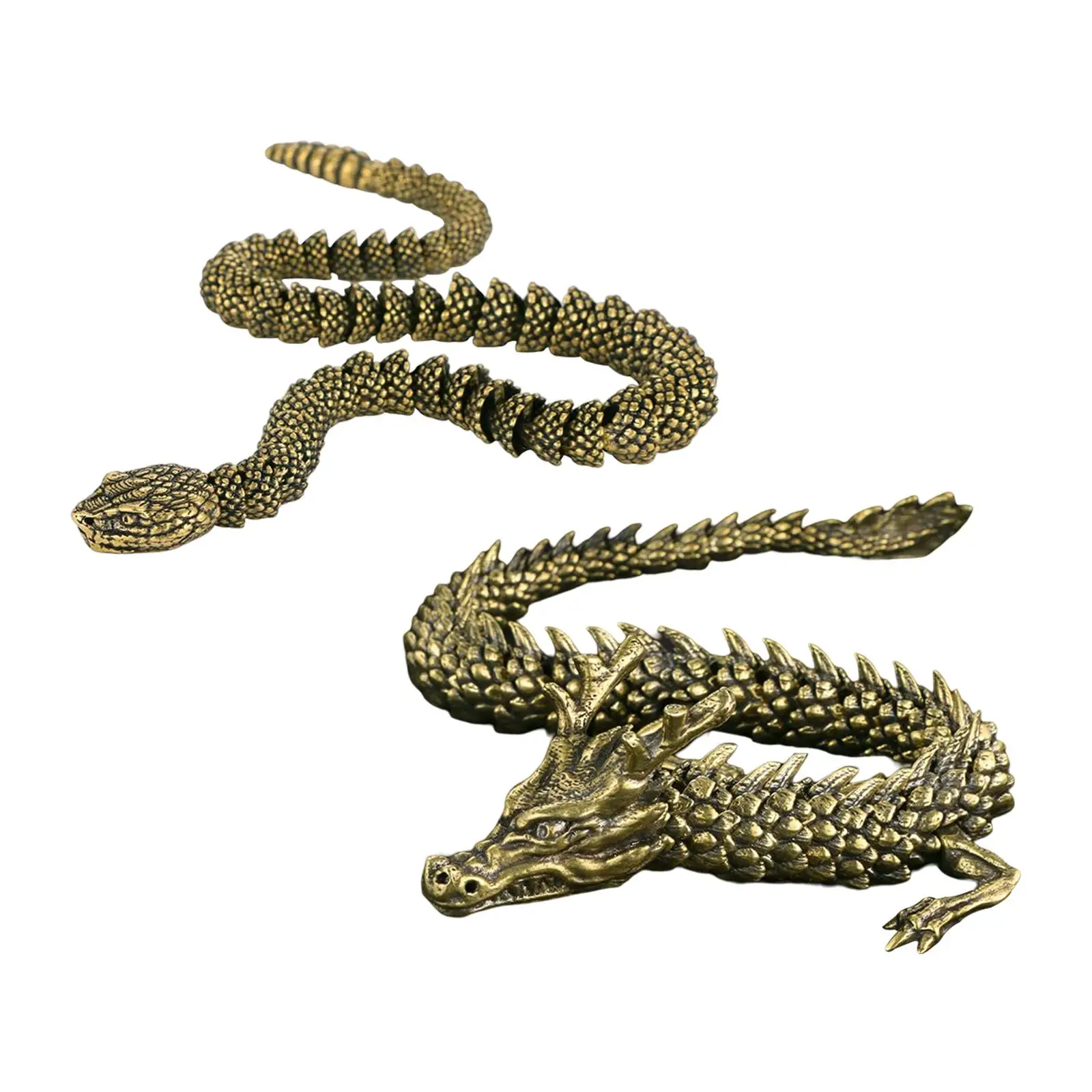 

Brass Snake/Dragon Statue Realistic Home Decor Desktop Decoration for Car