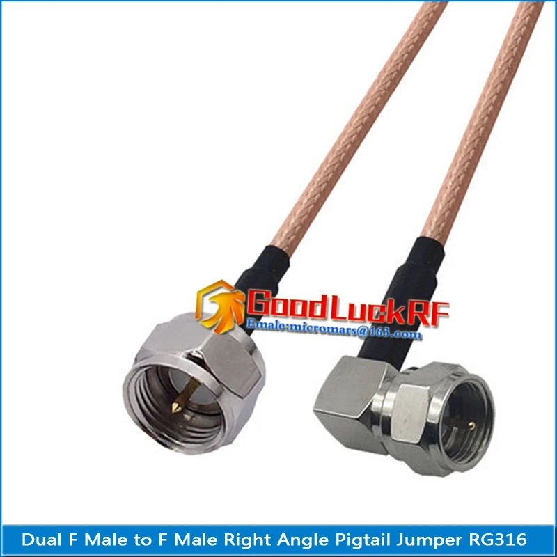 

Dual F Male to F Male Right Angle 90 Degree Plug Pigtail Jumper RG316 Extend Cable 50 ohm Low Loss TV High-quality