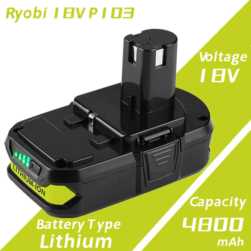 

2 conjuntos de baterias de substituição 3.8/4.8ah compatível com ryobi 18v baterias de lítio para ferramentas elétricas sem fio