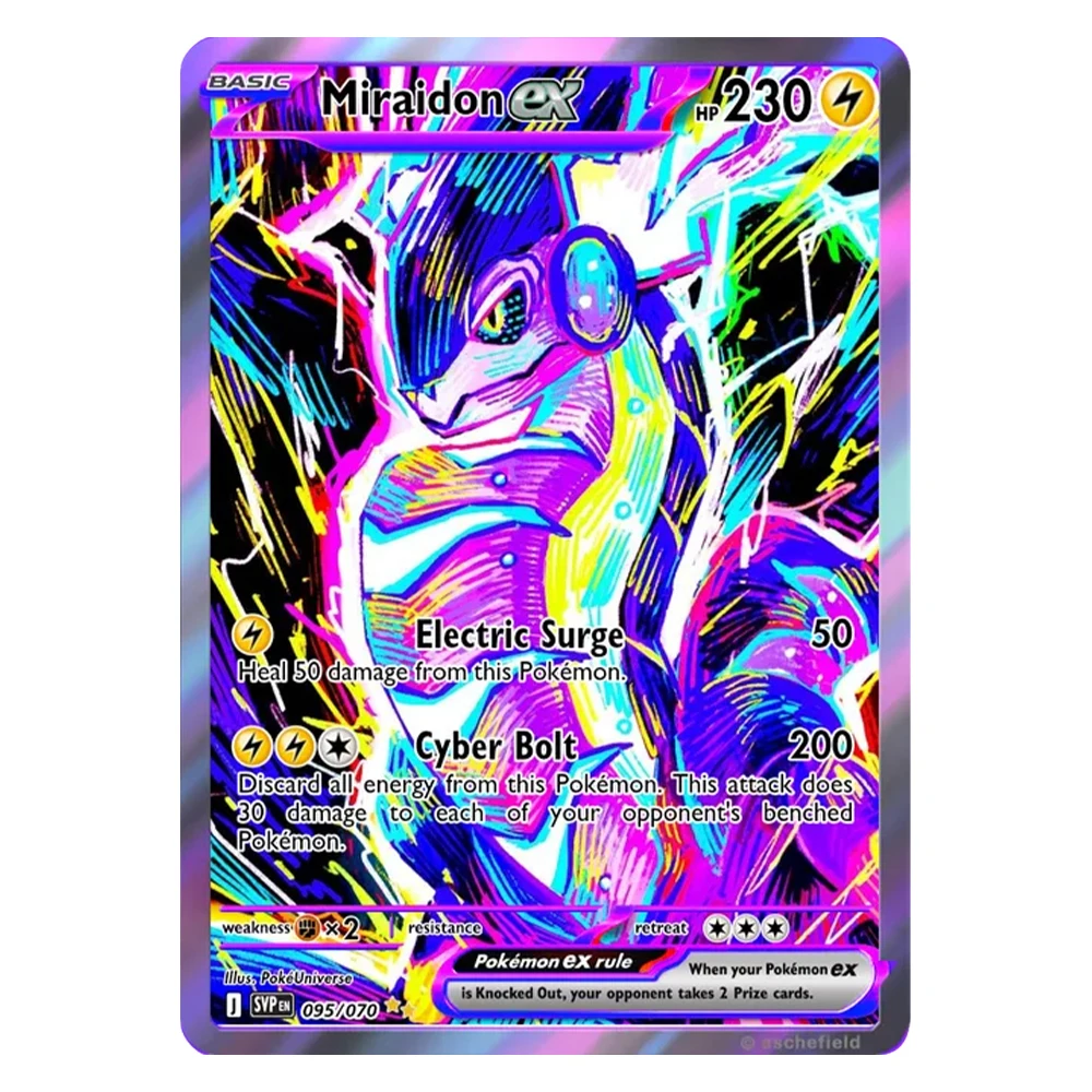 Фото Коллекционные карты PKM PTCG в стиле психоделического поп-арта: серия Custom Relic Hunters TCG, голографические, аниме-тематика, игровые, реалистичные карты №2