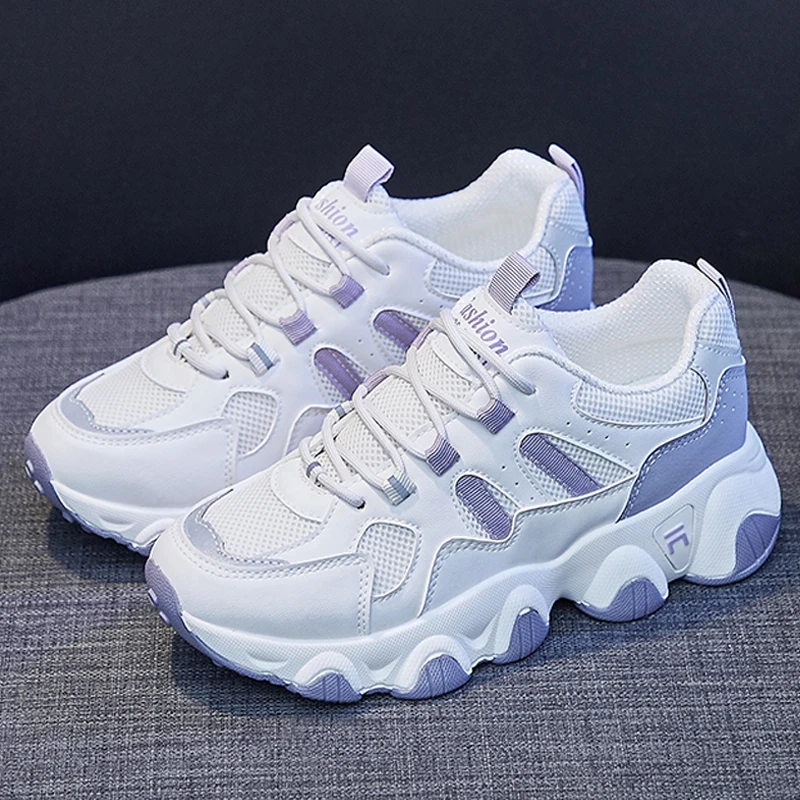 

Platform Sneakers Purple Black Blue Woman Vulcanize Shoes Breathable Ladies Sneakers Fashion Casual Shoes Women Tennis Feminino