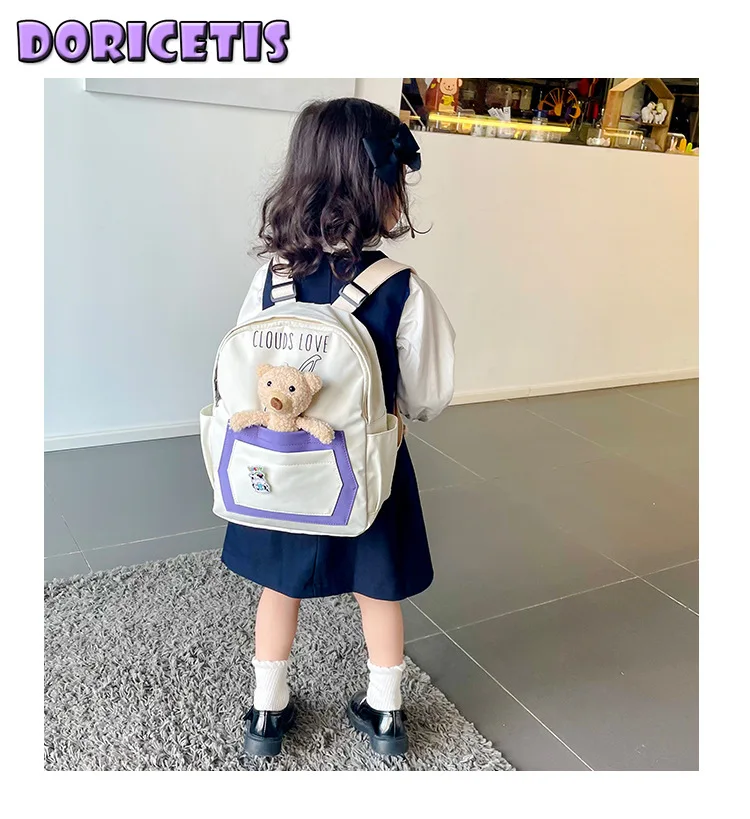 

Baby Backpack Cute Cartoon Bear Pattern Light High Capacity Bag Children Go Out Travel Waterproof Breathable Storage Backpack
