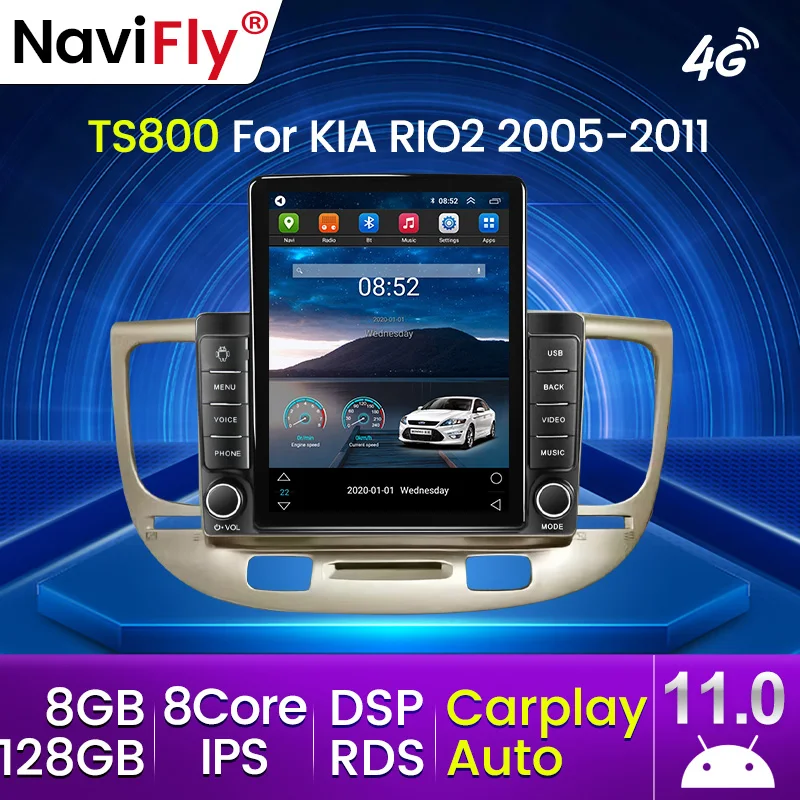 8+128GB Android 11 Для Kia RIO 2 2005 - 2011 Автомобильное Радио Стерео Мультимедиа Видео Плеер
