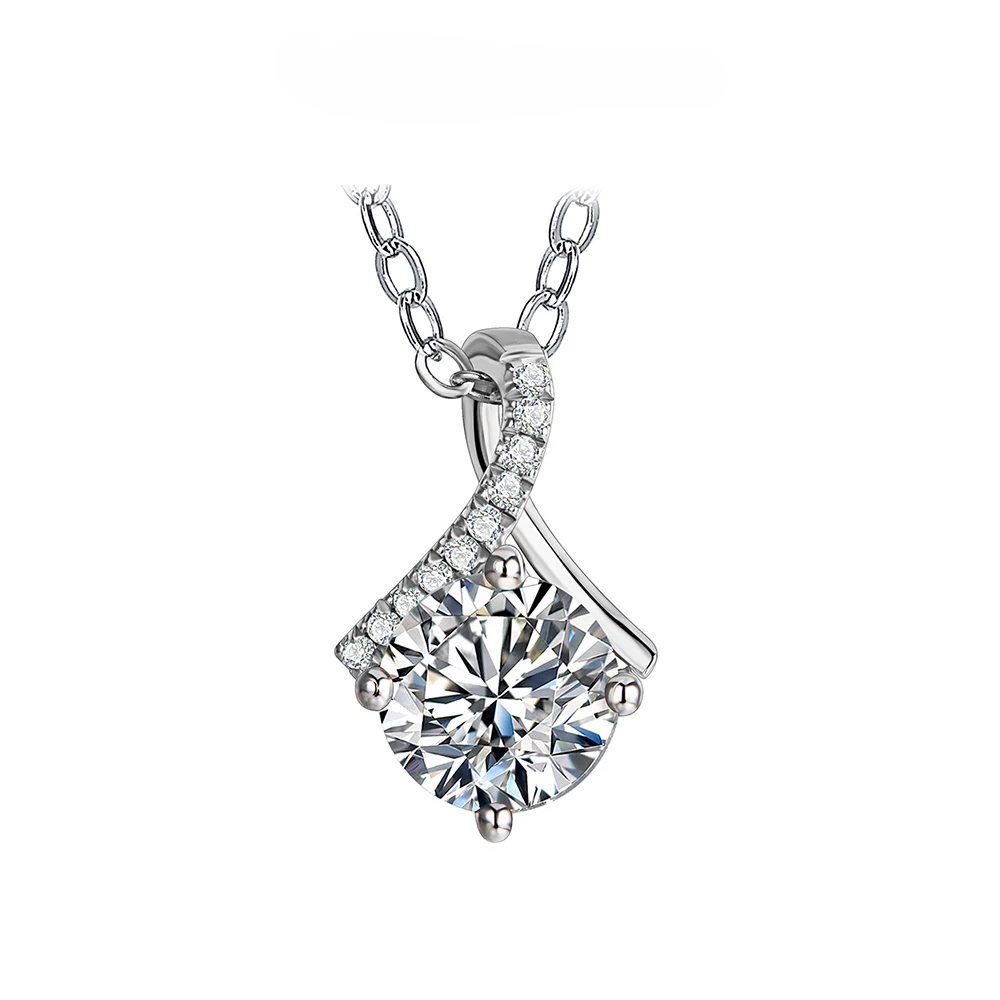 

Excellent Cut Pass Diamond Test 1-2 ct D Color Good Clarity VVS1 Moissanite 925 Silver Pendant Necklace for Women Gift