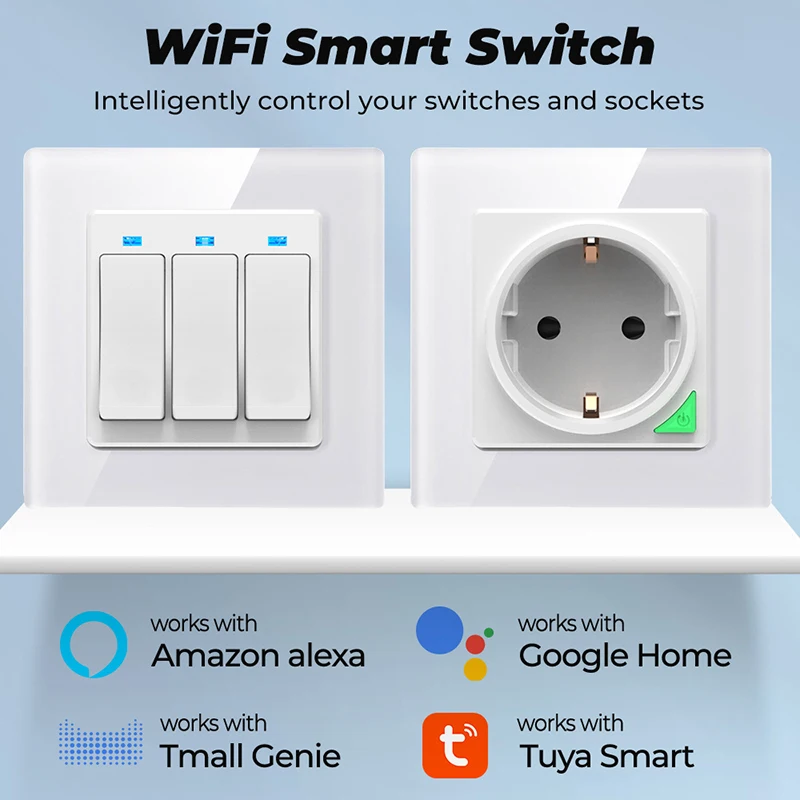 

Смарт-выключатель Tuya, 16 А, с поддержкой Wi-Fi