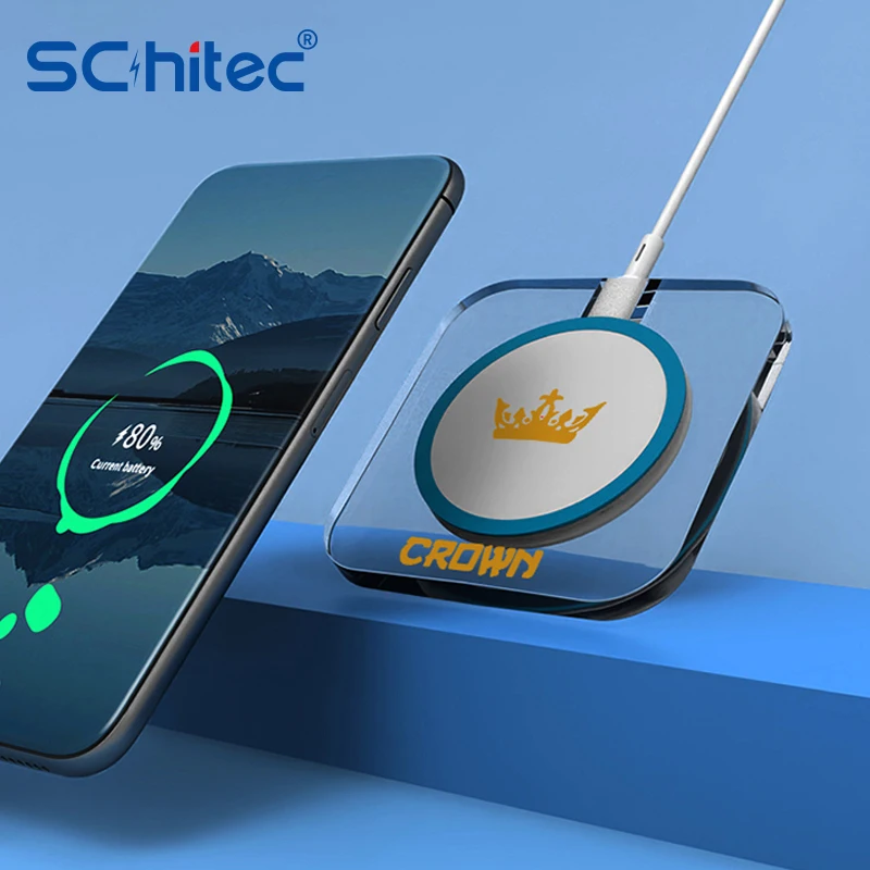 Schitec Qi Wireless Charger for iPhone 11 12 Xs Max XR 8 Plus 10W Fast Charging Pad for Samsung Note 9 Note 8 S10 Plus Xiaomi mi
