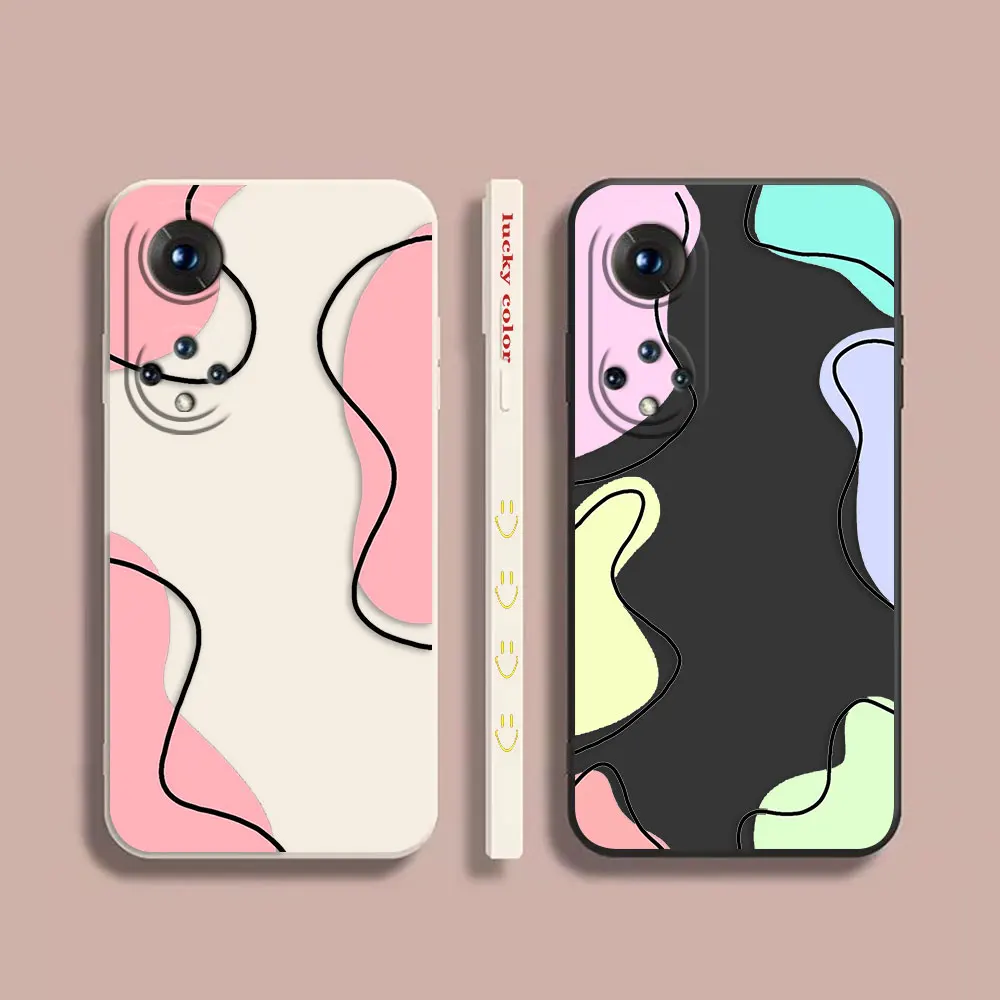 

Case For Honor 8X 10 20 30 30S 50 50 60 60 70 80 80 GT SE 5G PRO PLUS Simple Liquid Silicone Case Rich And Colorful Color Lines