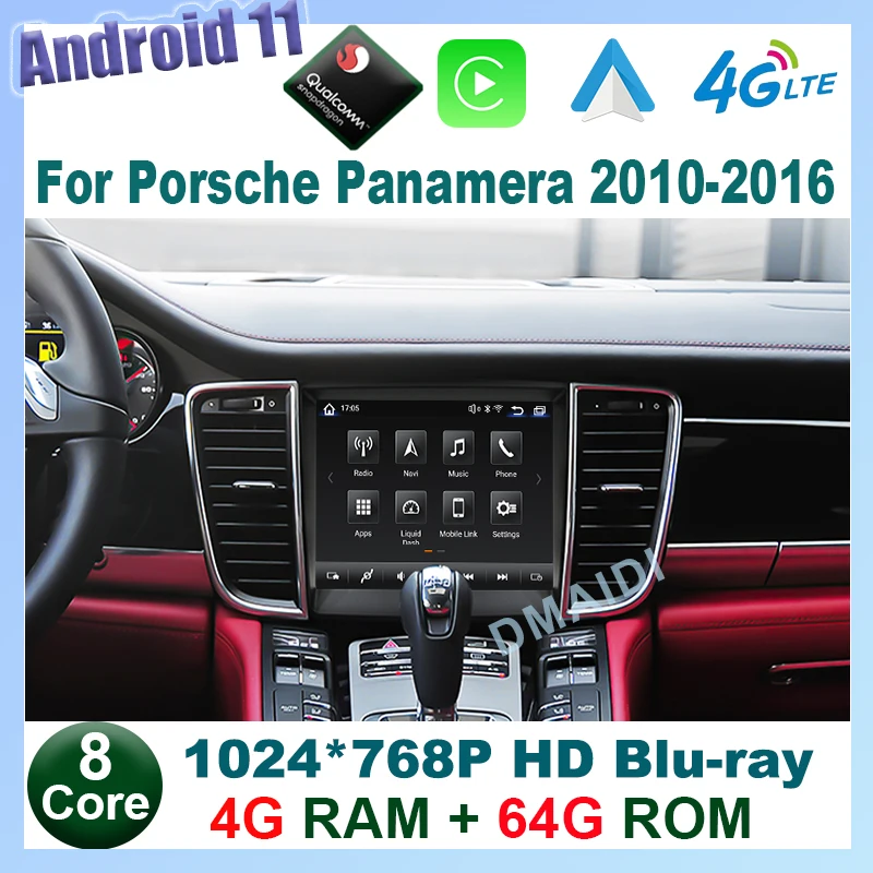 

Snapdragon Android 11 8Core 4+64GB Car Radio GPS for Porsche Panamera 2010-2016 with IPS HD Screen DSP 4G carplay 4GLTE