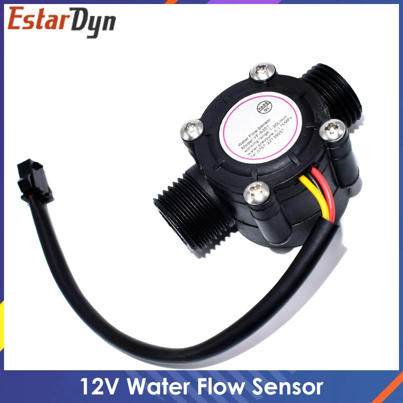 

12V Water Flow Sensor DC 5-18V Flowmeter Hall Flow Sensor Water Control Liquid Flow Sensor Switch 1-30L/min 2.0MPa YF-S201