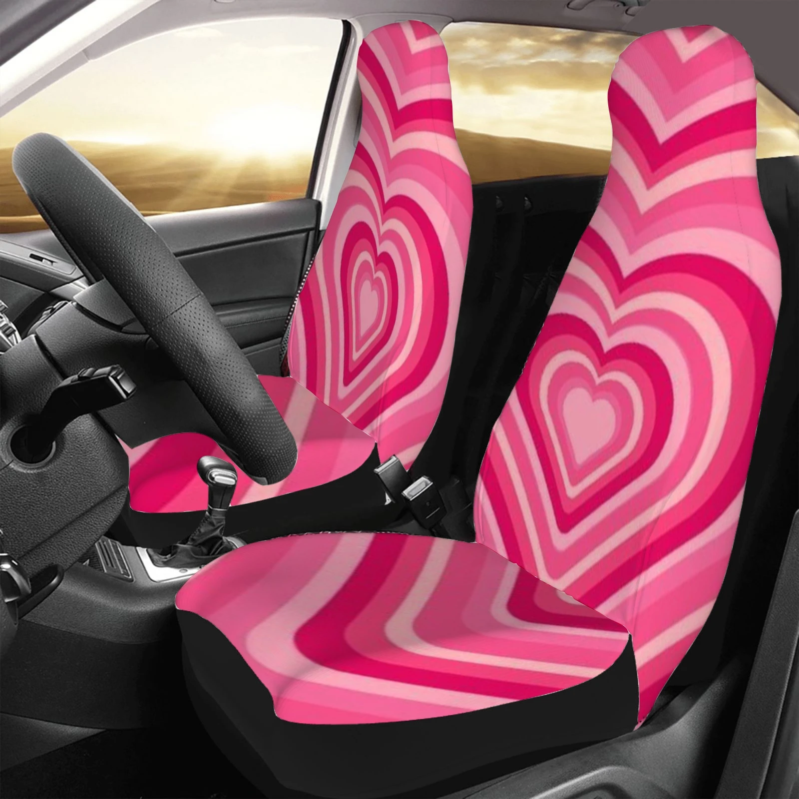 

Full Love heart cartoon car accessories Front Seat Covers Set of 2 for Vehicle Car SUV Truck Van Seat Protector Accessory Deco