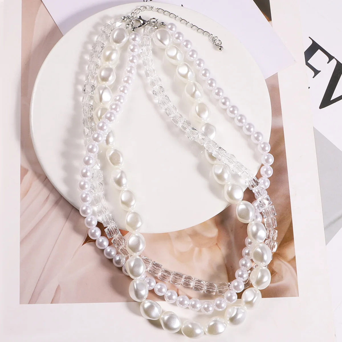 

Korean Multi Layer Crystal Beads Pearl Choker Necklace For Women Bridal Wedding Necklaces & Pendants Jewelry Charms Jewellery