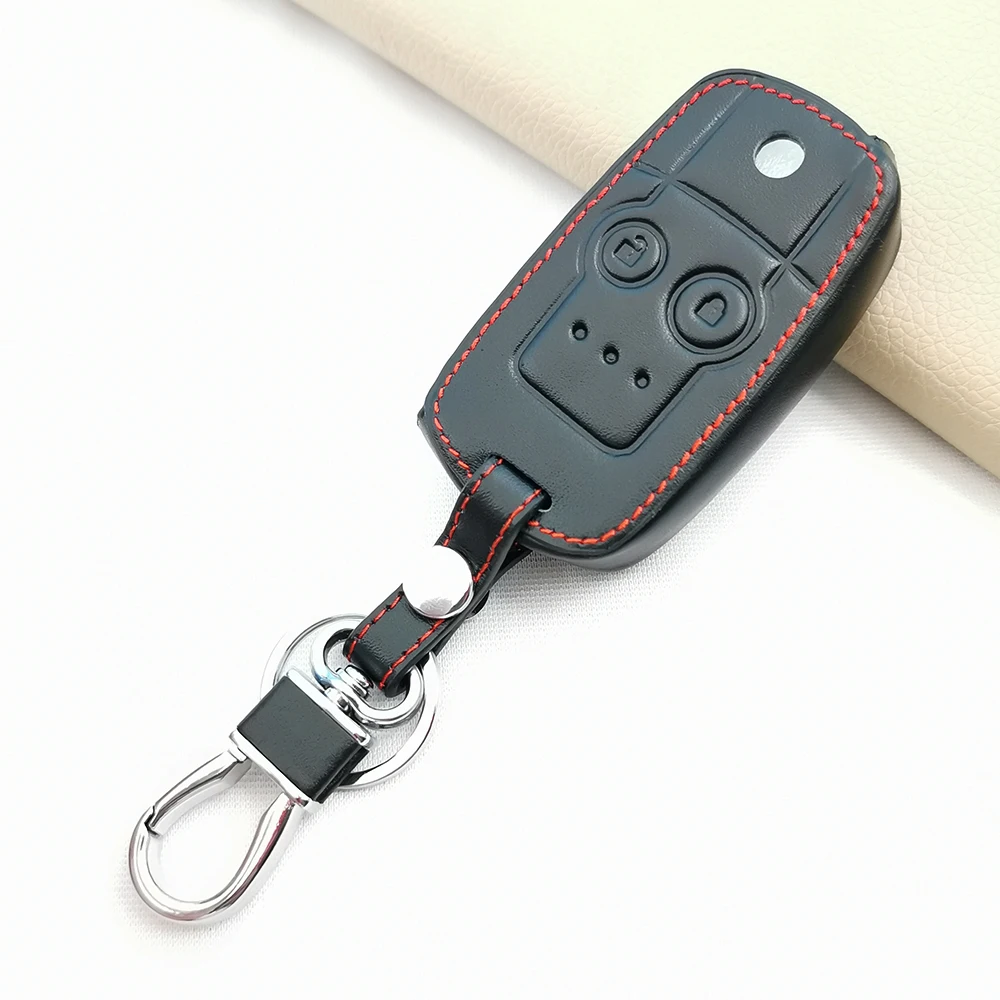 

Чехол из натуральной кожи, защитный чехол для ключа HONDA с двумя кнопками и дистанционным управлением, чехол для CIVIC ACCORD JAZZ CRV HRV
