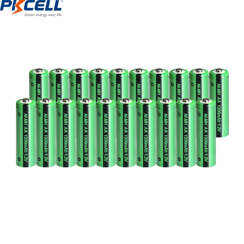 

4/8/20pcs PKCELL 1200mAh AA NiMH Rechargeable Battery 1.2V Ni-MH Industrial aa Batteries Bateria Button Top for light toy