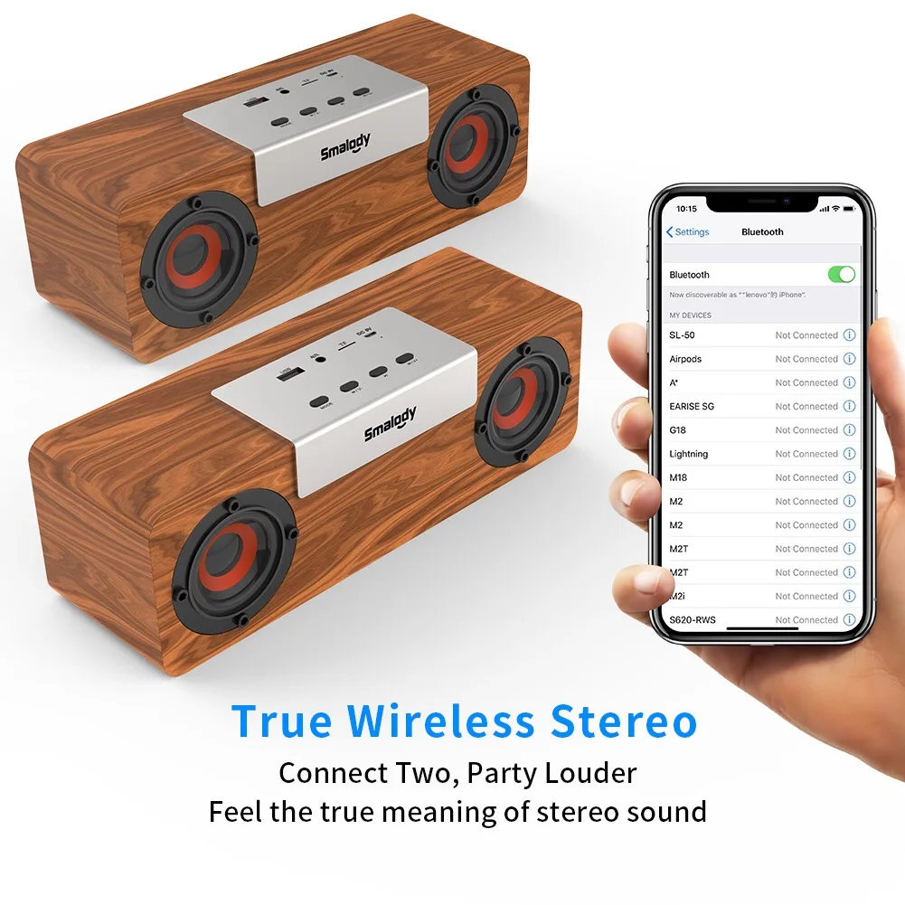 

SL-50S винтажный деревянный портативный сабвуфер, беспроводной Bluetooth-динамик TWS, внешний подключаемый сабвуфер, объемный звук, динамик