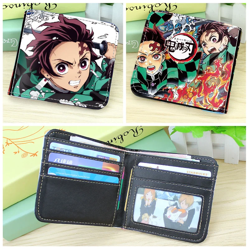 

Anime Cartoon Demon Slayer: Kimetsu no Yaiba Short PU Leather Wallet Kamado Tanjirou/Nezuko/Agatsuma Zenitsu Bifold Purse