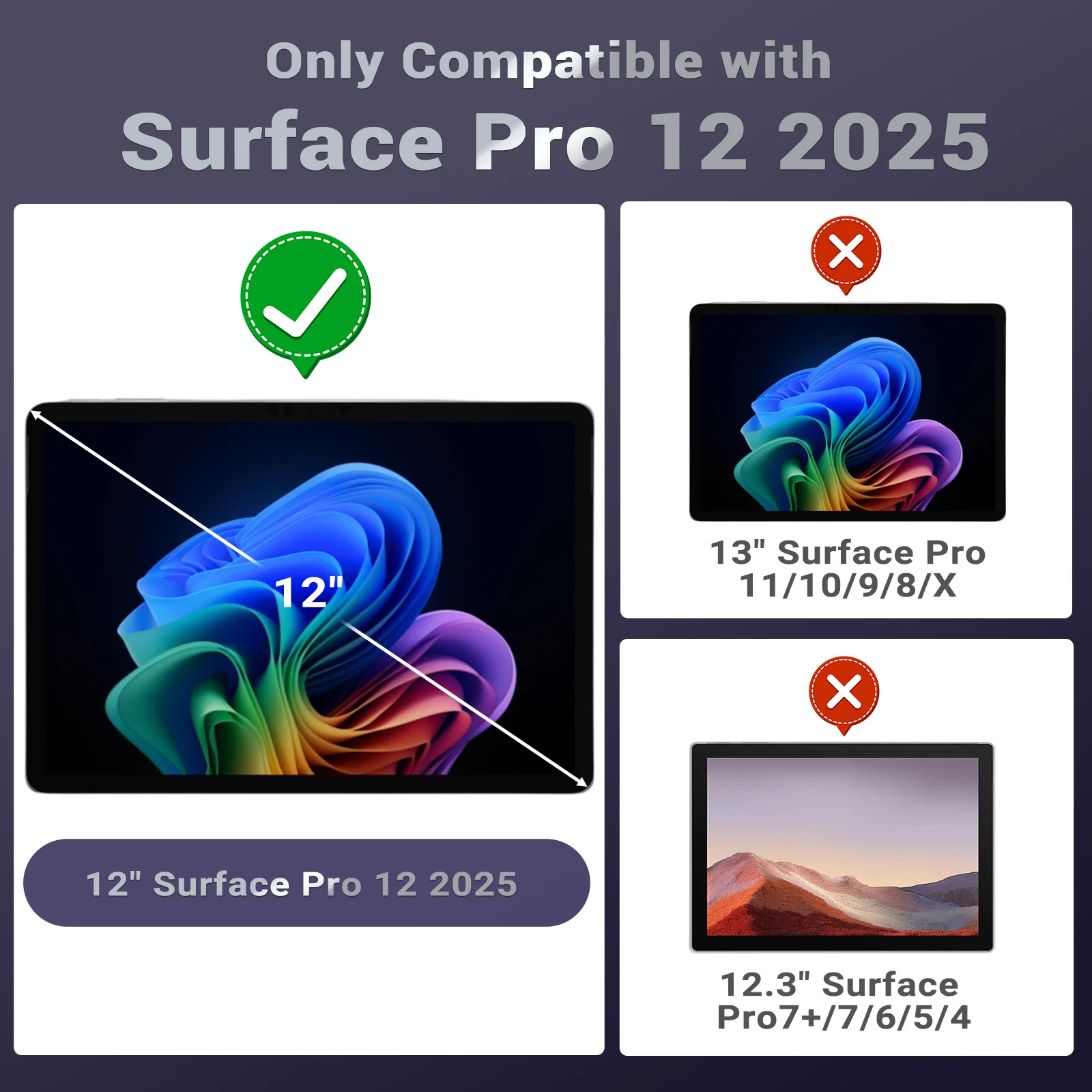 Фото Чехол для Microsoft Surface Pro 12 дюймов 2025, защитный прочный чехол «все в одном» с задним держателем для ручек, поддержка насадки для клавиатуры №3