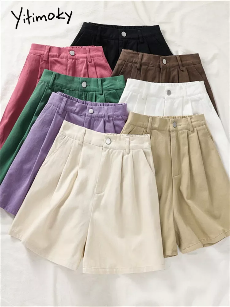 

NEW IN Solid Shorts for Women Summer 2023 New Baggy High Waist Y2k Shorts Office Ladies Korean Fashion Pockets Shorts