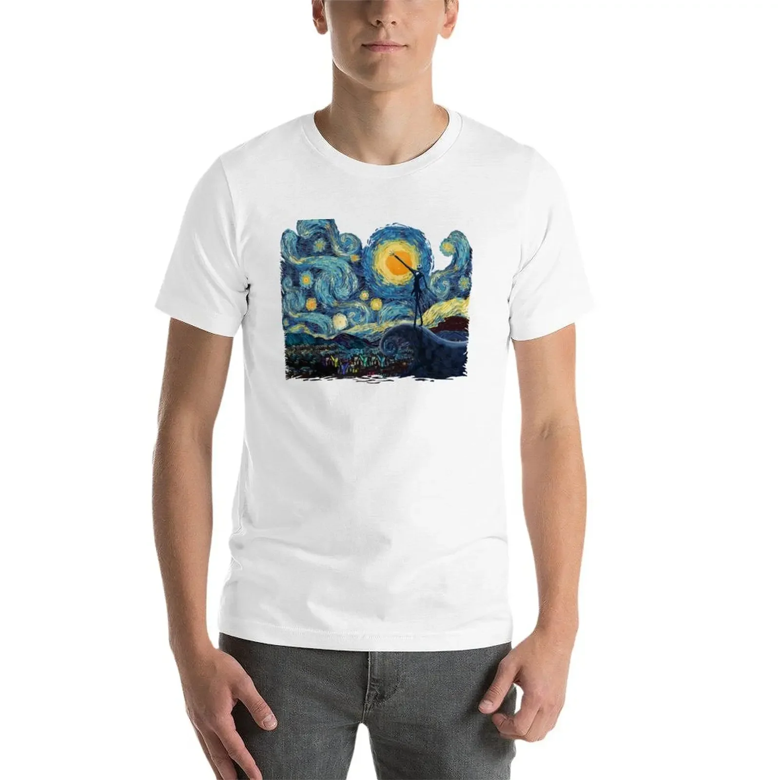 Футболка с изображением Джека страшной ночи и абстрактных картин Мужская