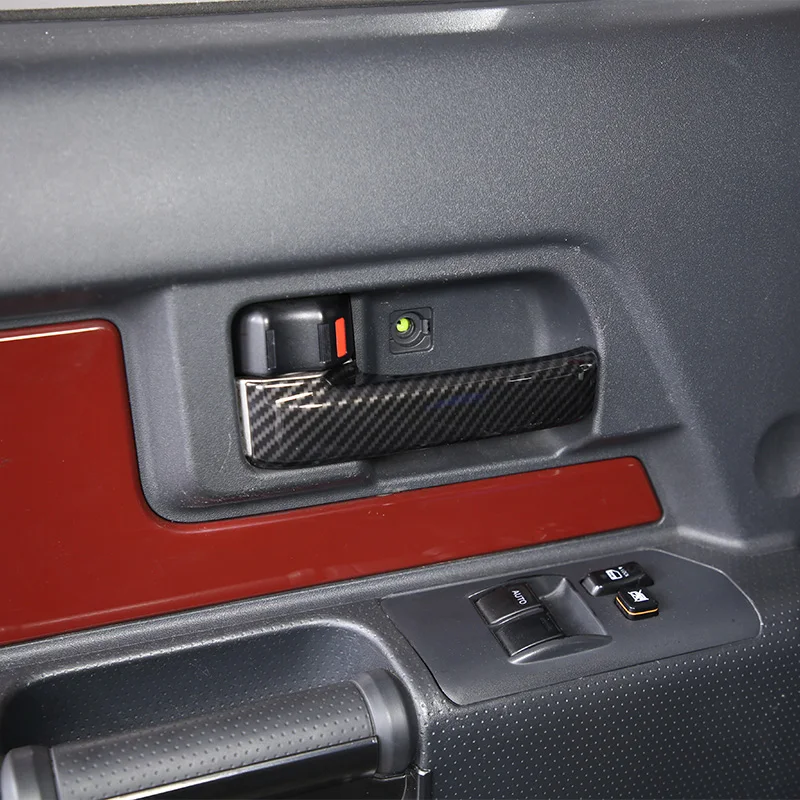 

For Toyota Fj Cruiser 2007 -2022 Car Inner Handle Protective Cover Decorate Sticker Abs Red /Carbon Fiber Pattern Car Accessorie