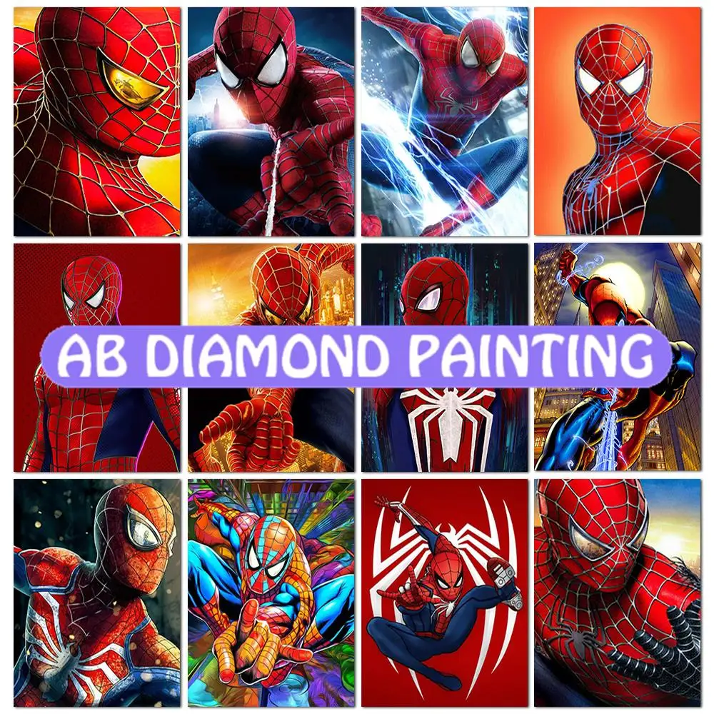 AB Diamond Painting Spiderman Hero Cartoon Avengers 5D DIY Embroidery Cross Stitch Rhinestone Art Mosaic Gem Gift Home Decor