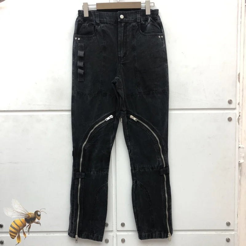 New Heavy Fabric Unisex Vintage Jeans Men Women Casual Washing Do Old Zipper Jeans Trouser Legs