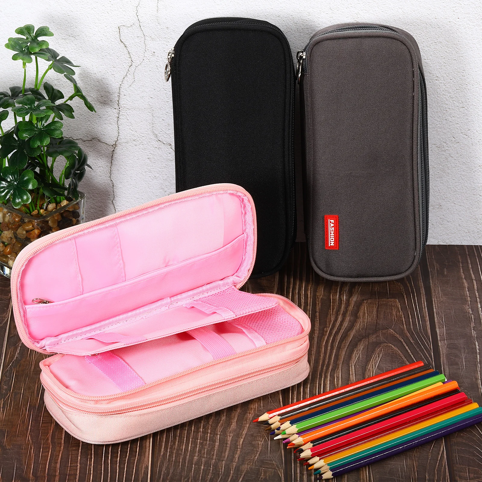 Large Capacity Pencil Bag Multi Functional 5 Layers Stationery Pen Case Canvas Zipper Pouch Ruler Holder Organizer School Storag