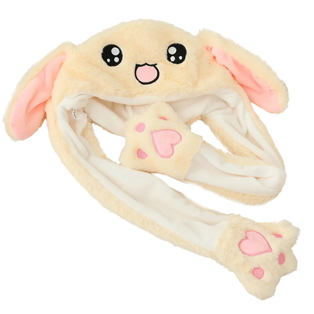 

1pc Ear Moving Hat Photo Props Plush Rabbit Hat (Beige)