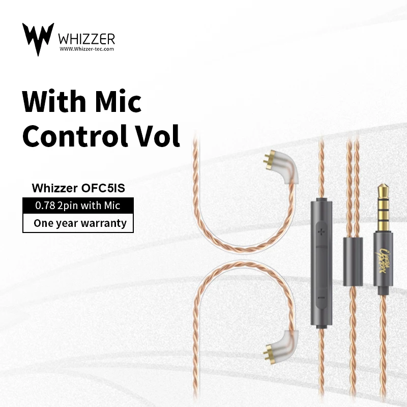 Whizzer OFC5IS cavo per cuffie di OM1 5N OFC dedicato cavo di aggiornamento a 2pin per OM1 HE03 con cavo mic applica auricolare originale