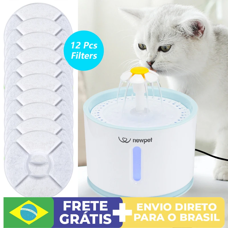 

2.4L Cat Water Fountain Dog Drink Bowl With 12 Pack Active Carbon Filter Automatic Pet Drinking Electric Dispenser Fountain Cats