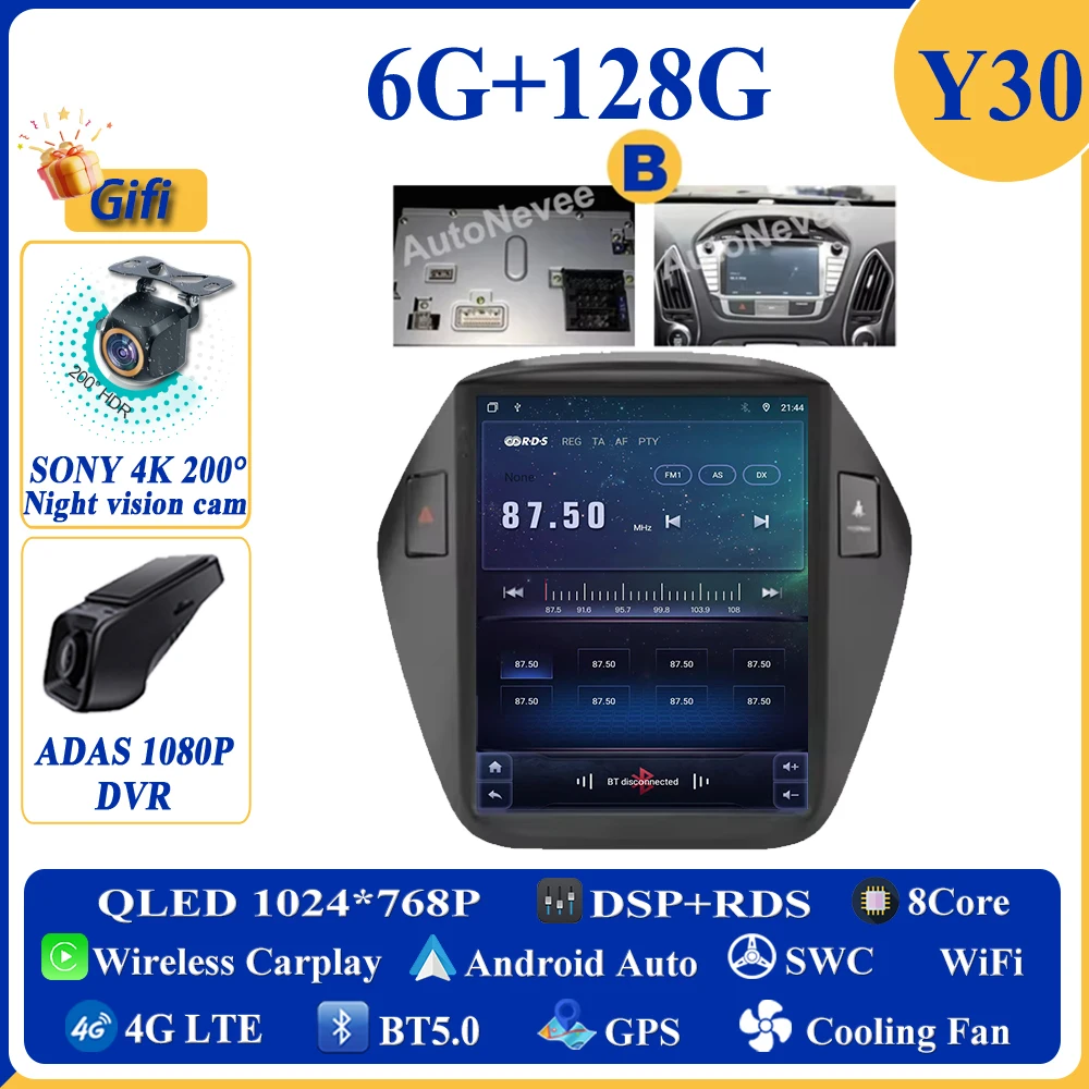

9,7 "autoradio Android 15 для Hyundai IX35 Tucson 2009-2015 navigazione multimediaale 4G Carplay Стерео головное устройство Аудио без 2 Din