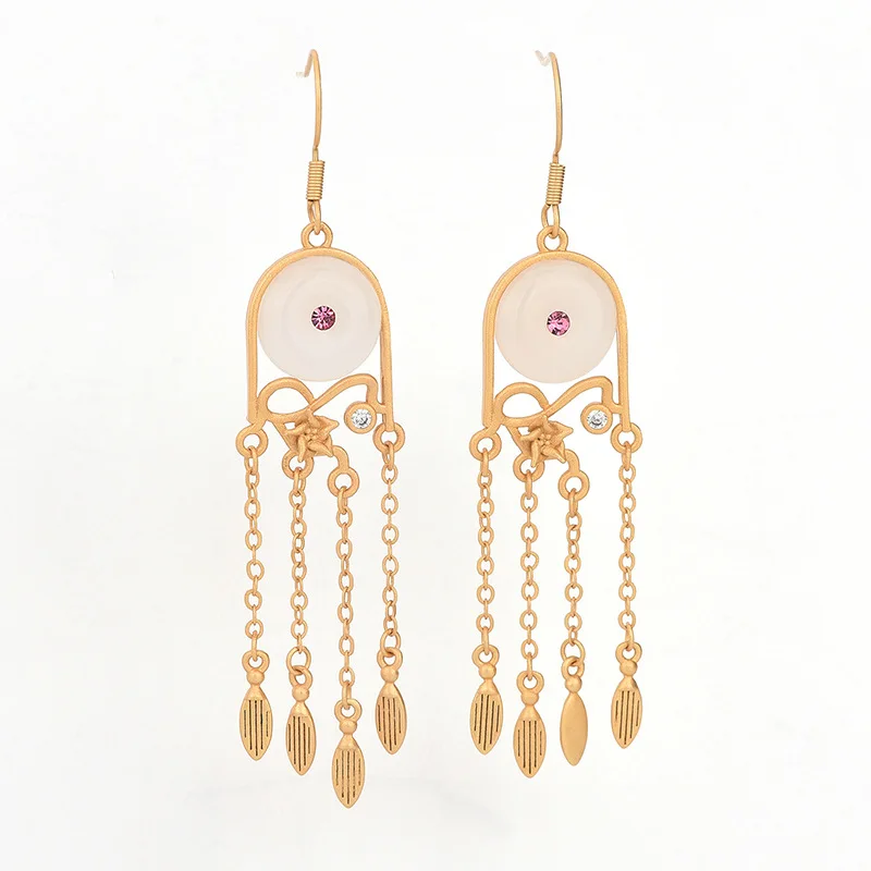 

Серьги в виде пончика из белого нефрита, винтажные женские ювелирные изделия, подарочные камни, амулеты из серебра 925 пробы, амулет, натураль...