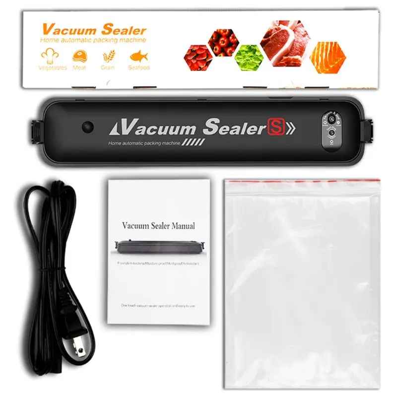 

W8KC Food Vacuum Sealer Fruit Meat Packing Machine Home Sealing Automatic Saver Packer + 15 Bags Household Accessories