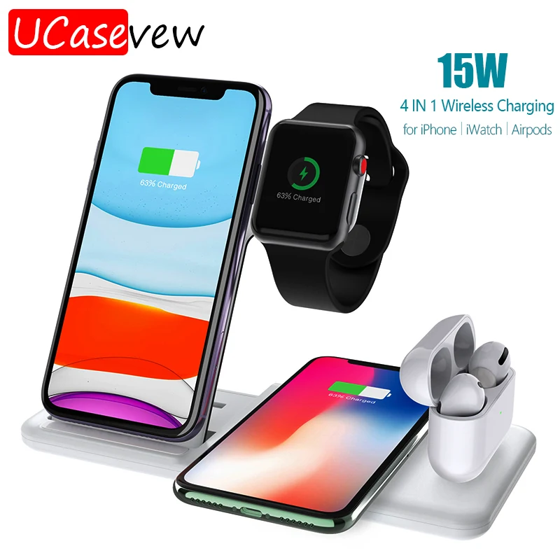 

4 в 1, беспроводное зарядное устройство для iPhone 13, 12, 11 Pro, Samsung