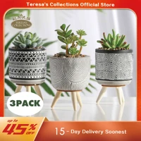 teresas collections 3pcs flower pot home decor mini ceramic pots for plants succulent artificial plant pot for living room