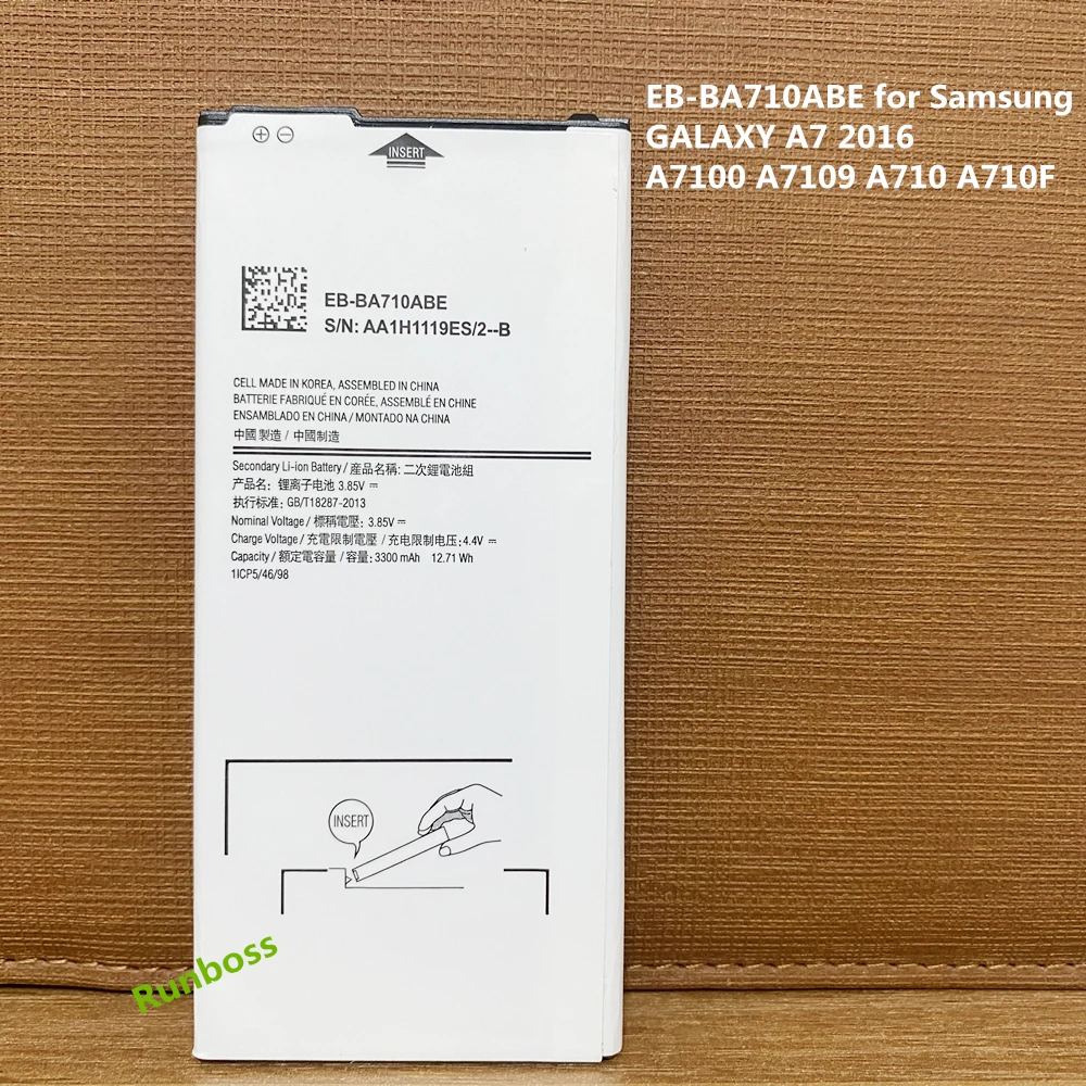 Запасная аккумуляторная батарея на 3300 мА · ч для Samsung GALAXY A7 2016 A7100 A7109 A710 A710F, батарея для телефона