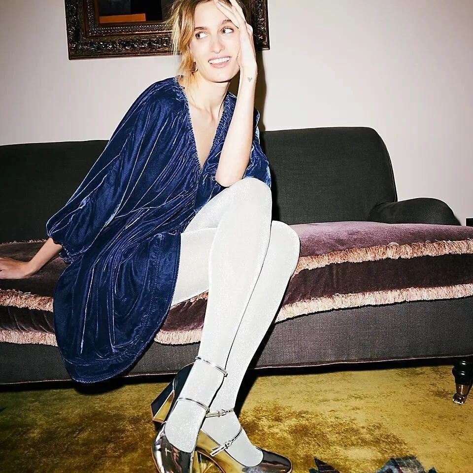 Женское бархатное свободное платье ретро с V-образным вырезом Осеннее Новое