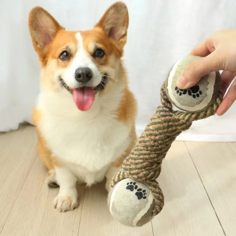 

Pet Cotton Dumbbell Rope Toys Ball Teeth Bite-Resistant for Dogs Chew Play Gadgets Outdoor Pet Interactive Accessories Supplies