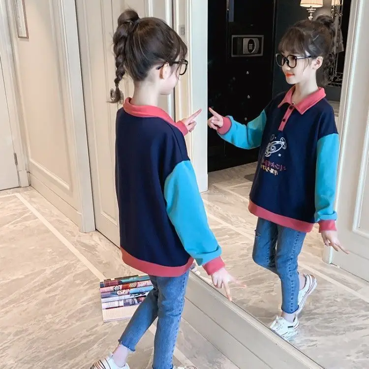 

Autumn Winter Cartoon Teenager Girls Child Outwear Child HoodiesT Shirt Loose Kids Clothes Kids Clothes Girls Hoodies Clothes