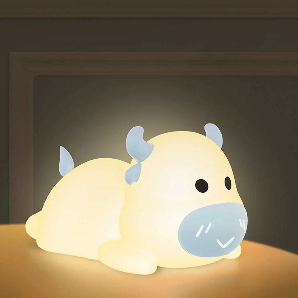 

Cute Cow Shape Tap Light Silicone Pressure Relief Night-light for Bedroom