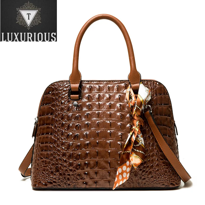 

Luxury Designer Fashion Crocodile Pattern Ladies Handbag New High Quality Leather Multifunctional Women's Shoulder Messenger Bag