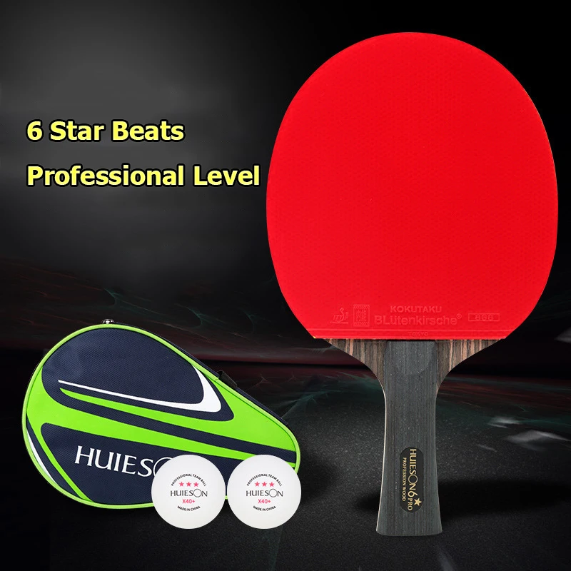 

6 Star Table Tennis Racket Powerful Strength Double Face Pimples Rubber Professional New Ping Pong Bat with Bag Competition