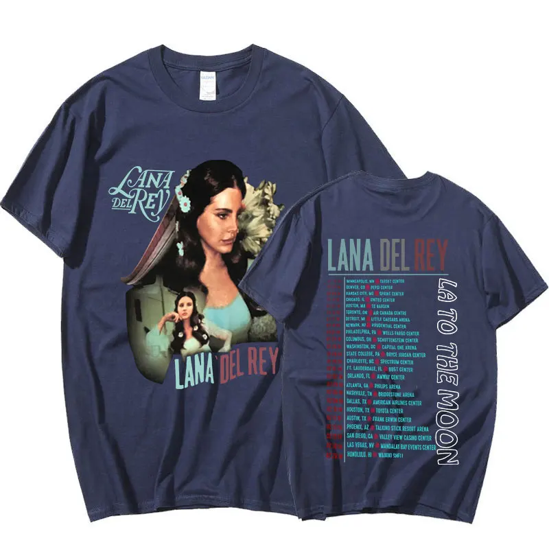 

90s Singer Lana Del Rey La To The Moon Tour Print T-shirts Vintage Fashion Hip Hop Casual T Shirt Harajuku Streetwear Tee Shirt