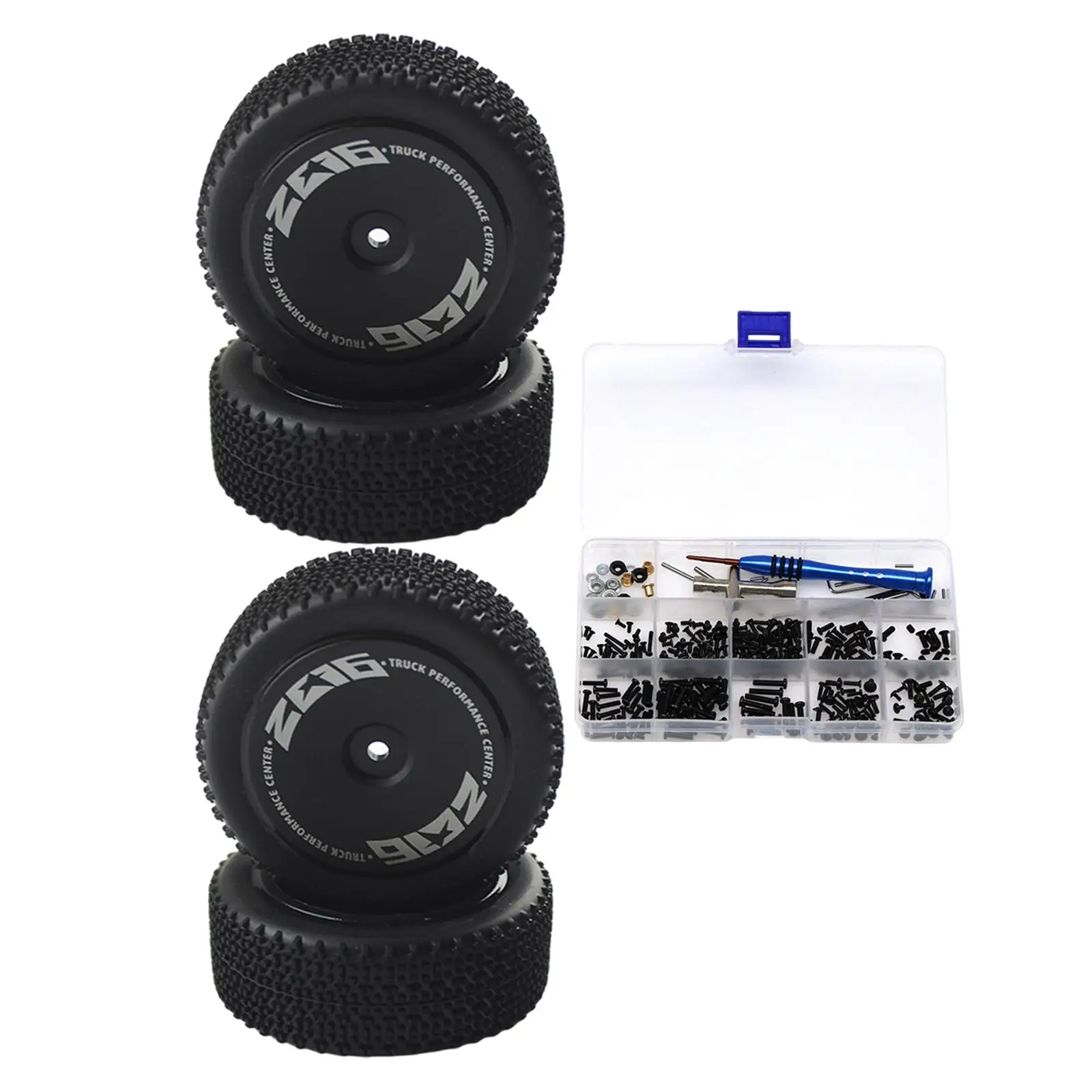 

Rubber RC Car Tires 1/14 Crawler Car Parts Modification Spare Parts with Screw Box Off Road DIY 4x Wheels Tires for 144001 Boys