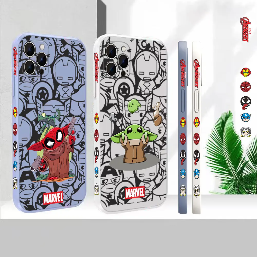 

Comics Cute Baby Yoda Cartoon Phone Case For Apple iPhone 14 13 12 11 Pro Max Mini 7 8 X XS XR SE Plus Liquid Silicone Cover